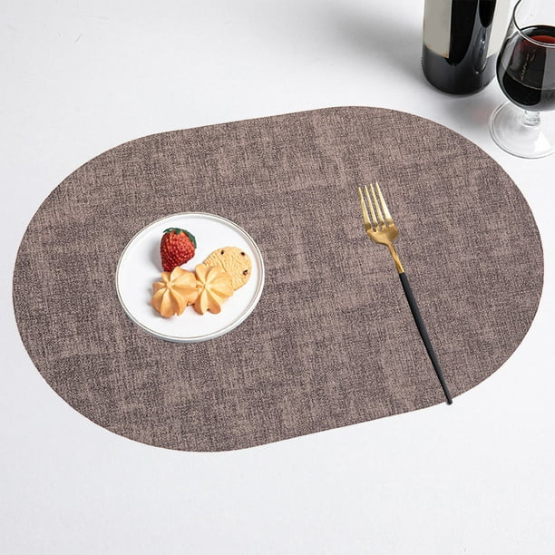 Oval Cloth Grain Leather Placemats Oil Proof Western Food Heat Insulation Mat Home Mats