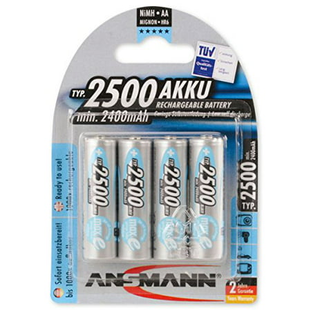 ANSMANN maxE Rechargeable AA Batteries 2500mAh Low Self Discharge (LSD) NiMH AA Battery pre-charged for remote, controller, flashlight etc.