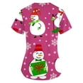 thumbnail image 3 of Tops Para Mujer, Blusa Navideña, Camisas de Moda, Manga Corta, Cuello en V, Uniforme de Trabajo, Estampado Con Bolsillo Odeerbi ODB170854, 3 of 4