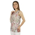 thumbnail image 3 of Moomaya Tunique Sans Manches en Coton Imprimé Col en V Été Longue Blouse Décontractée pour Femmes, 3 of 6