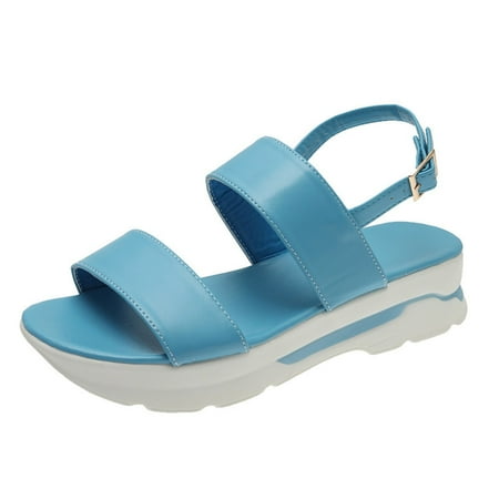 

nsendm Wedge Sandals for Women Size 8.5 Wide Fashion Spring Summer Women Sandals Casual Womens Chunky Sandals Size 9 Sandal Blue 7.5