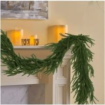 Christmas Norfolk Pine Garland- 6 Ft Single Fork Norfolk Pine Natural Touch Garland- Artificial Pine Greenery Garland for Christmas Table Fireplace Home Decoration