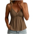 thumbnail image 1 of Fewfanhot Tops for Women Trendy Spaghetti Strap Peplum Lace Ruffle Hem Summer Cami Tank Top, 1 of 8