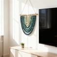 thumbnail image 4 of Boho Wood Bead Wall Hanging, Handmade Unique Giant Art Decor for Bedroom, Nursery, Living Room, or Entryway ( Blue Gradient 30*25cm), 4 of 5