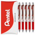thumbnail image 1 of Pentel Energel BL77 Stylo à Bille Roulante à Encre Gel Rétractable - 0,7 mm - 54 % Recyclé - Rouge Lot de 5 dans Emballage pour Oreiller, 1 of 5