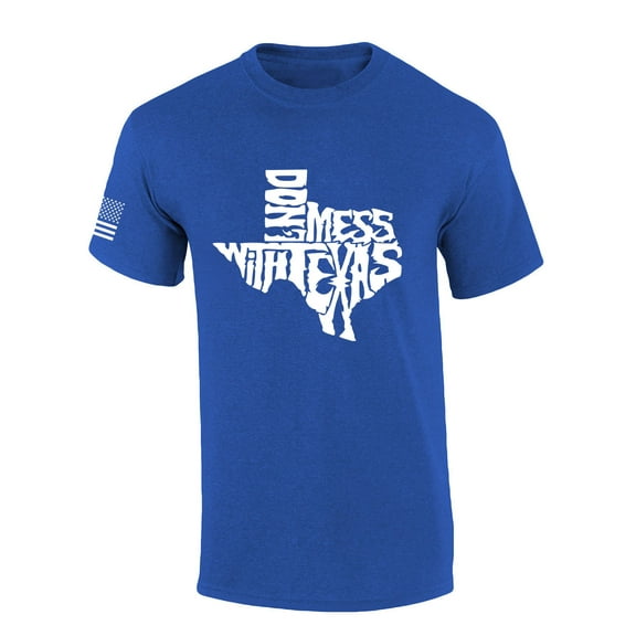 Mens Texas Tshirt Don't Mess With Texas Short Sleeve T-shirt-Heather Royal-large