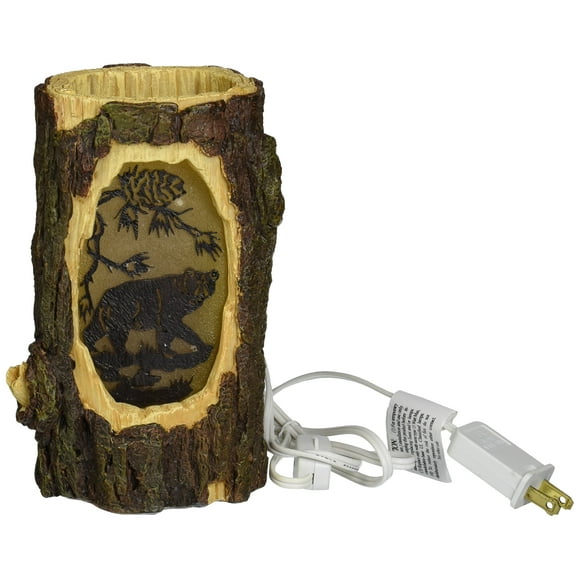 Black Forest D cor - Bear Tree Light - Rustic Backlit Bear Scene Light with Bark Texture - 7.24"" x 4.75""