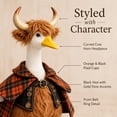 thumbnail image 4 of RUINIXCW Highland Cow Porch Goose Outfit for 23 inch Cement Plastic Garden Holiday Porch Goose Statue Goose Clothes Fall Winter Plush Cow Outfit with Horn Farm Yard Patio Lawn Art Decor (No Goose), 4 of 9