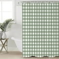 thumbnail image 3 of QueenKer Shower Curtain Sage Green Buffalo Plaid Waterproof Fabric Shower Curtain Set with 12 Hooks, Bathroom Curtains for Farmhouse Home Hotel Holiday Decor, 66" W x 72" L, 3 of 9