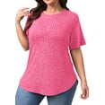 thumbnail image 4 of Fantaslook Womens Plus Size Tops Crewneck Short Sleeve Shirts Casual Loose Tunic Tops Curved Hem Summer Blouses, 4 of 7