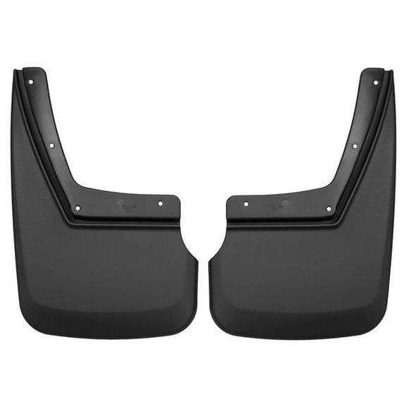 Fits 2015-2020 Chevrolet Tahoe Husky Liner Mud Flap 59201 Custom Mud Guards; Direct-Fit; Set of 2; Contoured; Without Logo; Black; Thermoplastic; Screw On