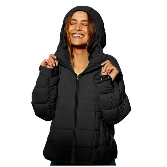 iOPQO Quilted Jacket Womens Puffer Jacket Pullover Puffer Jacket Womens Light Puffer Jacket Women Winter Coats for Women Puffer Quilted Puffer Jacket Winter Jackets for Women Black L