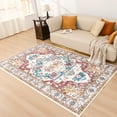 thumbnail image 3 of Ileading 6'x9' Boho Area Rug for Living Room, Non Slip Machine Washable Rugs Vintage Floor Carpet for Bedroom Dinning Room Kitchen, Red, 3 of 13