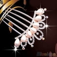 thumbnail image 3 of opvise Wedding Bridal Rhinestone Faux Pearls Hairpin Flower Peacock Hair Clip 6, 3 of 8