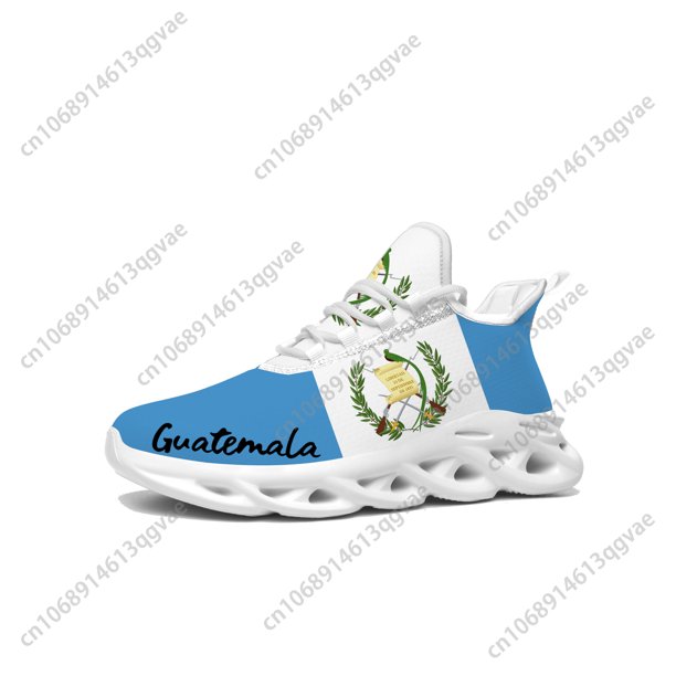 Zapatillas deportivas con la bandera de Guatemala para hombre y mujer, deportivas de alta calidad con cordones y malla, hechas a medida.