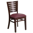 thumbnail image 2 of BizChair Slat Back Walnut Wood Restaurant Chair - Burgundy Vinyl Seat, 2 of 7