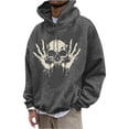 thumbnail image 3 of Glisme Halloween Hoodies For Men Simple Skull Print Long Sleeve Fall Season Tops Men Loose Fit Sweatshirts Size L, 3 of 6