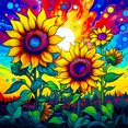 thumbnail image 1 of 5D DIY Taladro Diamante Pintura Girasoles Arte Casero, 1 of 9