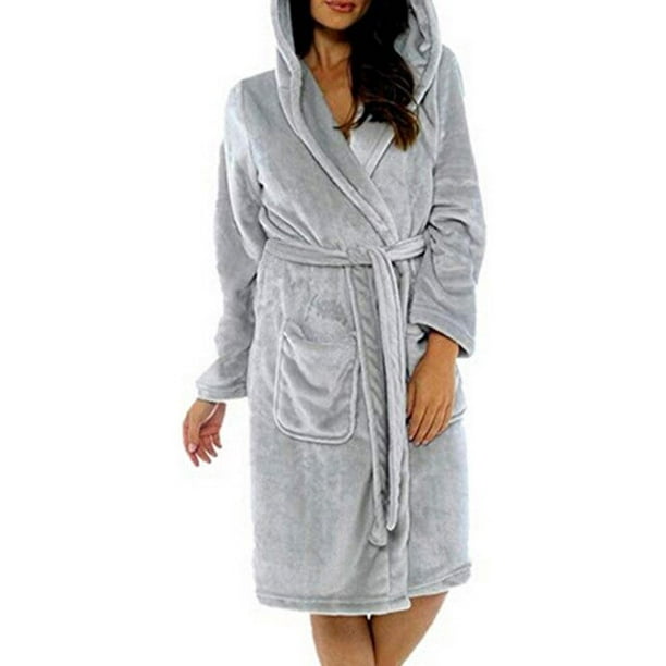 VOIANLIMO Women's Plus Size Bath Robes Soft Fleece Fluffy Plush Bathrobe  Ladies Winter Warm Bathrobes
