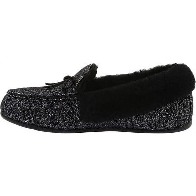 Fitflop Womens Clara Glimmerwool Moccasin Slipper Shoes, Black, US 7