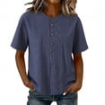 thumbnail image 3 of Asxite Womens Tops Plus Size Short Sleeve Solid Color Round Neck Casual Blouse, 3 of 5