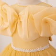 thumbnail image 4 of DAETIROS Girls Yellow Tulle Dress Birthday Party Ruffle Tutu Princess Gown with Beaded Waist Soft Flower Girl Formal for Wedding Holiday Sizes 4-12,Size 8-9T, 4 of 7