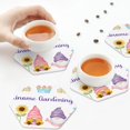 thumbnail image 7 of Pofeuu Watercolor Gnome Garden Print Leather Coasters Set of 6, Round Cups Mugs Mat Pad for Home Kitchen Heat Resistant Drink Coasters,Hexagon, 7 of 7