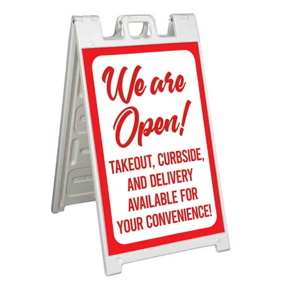 We Are Open (24" X 36") Standard A-Frame Signicade, Includes Decal Applied To Stand