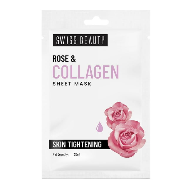 Swiss Beauty Masque en Feuille Raffermissant pour la Peau à la Rose et au Collagène, 20 ml Chacun (Lot de 3)