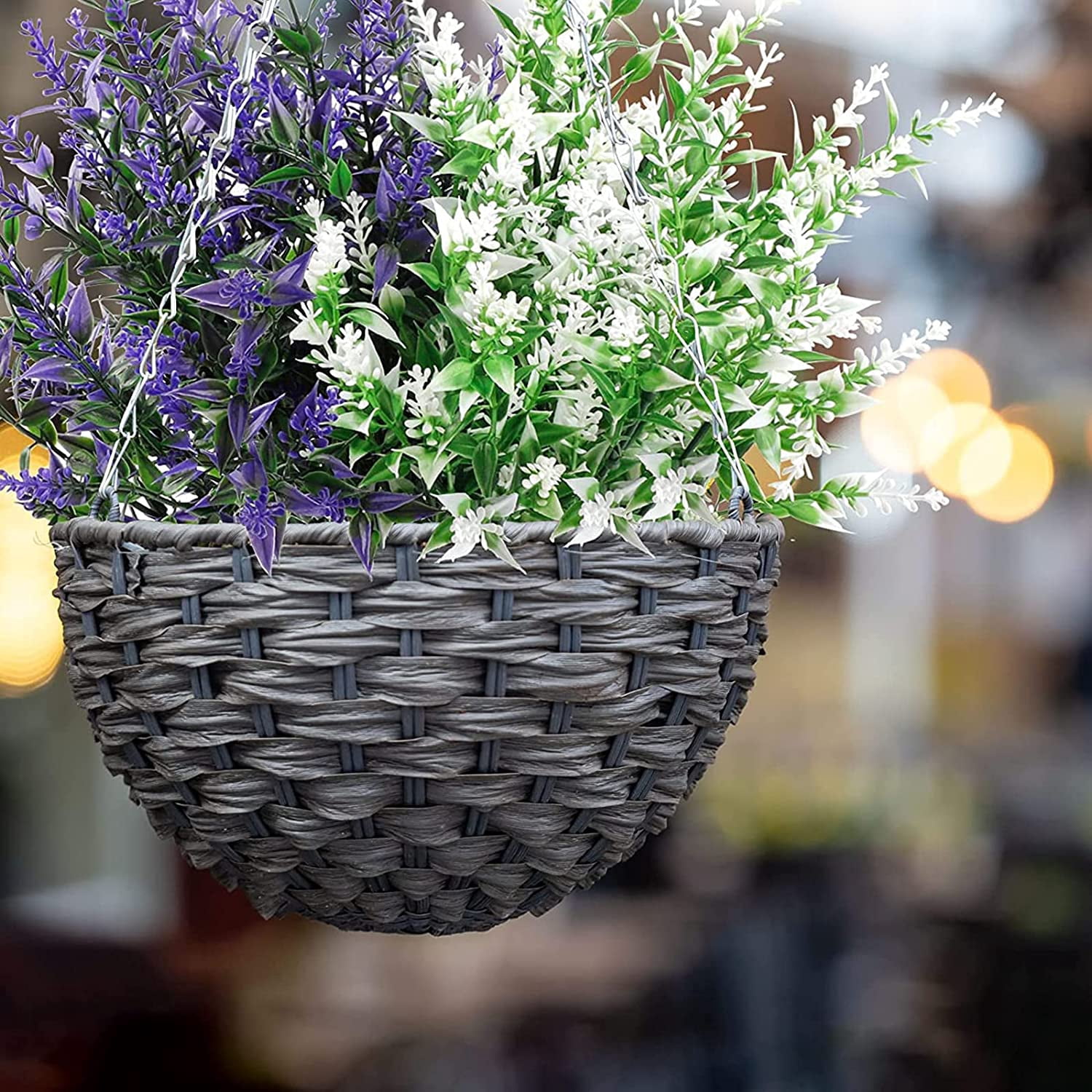 Morttic 16 Bundles Artificial Lavender Plants Outdoor for Home Decoration, Fake Flowers Plastic for Wedding Kitchen Garden Window Box Porch Office Indoor Decor