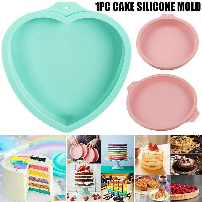 homEdge Food Grade Silicone Flowers Molds, Baking Pan with Flowers and Heart Shape Non-Stick FDA Approved 3-Pack Silicone Molds