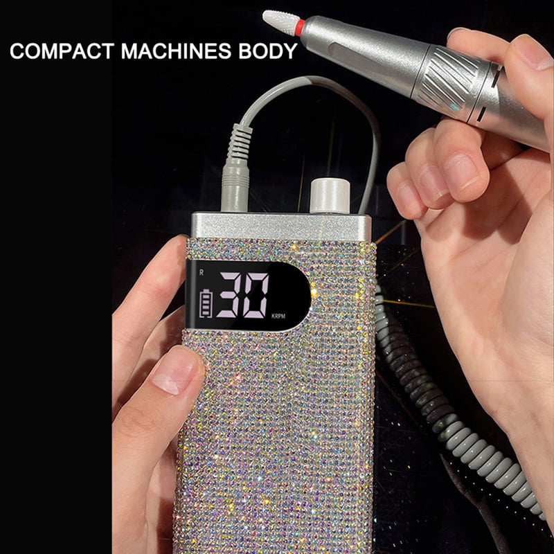 Cordless Electric Nail Drill Machine for Rechargeable Diamond Portable HD Display 35000 RPM Acrylic Drill A