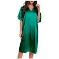 thumbnail image 2 of Aboser Women's Satin Nightgowns Short Sleeve Silk Sleepshirts Loose V Neck Loungewear Cozy Knee Length Nightgown Sleepwear Lightweight Homewear, 2 of 4