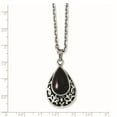 thumbnail image 2 of Chisel Stainless Steel Polished & Antiqued Purple Cat's Eye Teardrop Necklace, 2 of 2