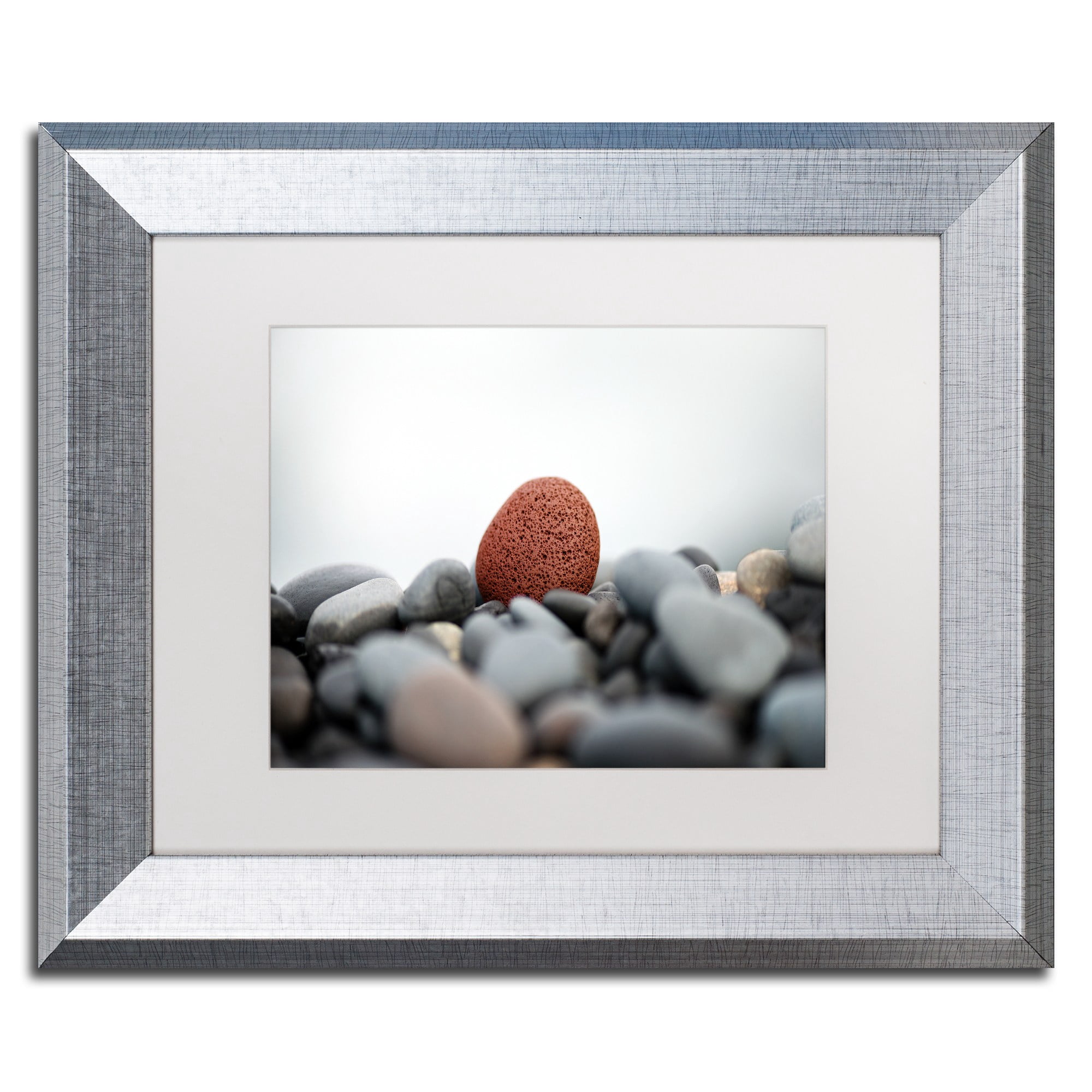 Trademark Fine Art "Red Stone" Canvas Art by Philippe Sainte-Laudy White Matte, Silver Frame