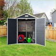 thumbnail image 6 of Storage Sheds | Casita de Almacenamiento 6ft x 4ft Lockable with Floor for Backyard Lawn Patio Slate Gray | Plastic | Sloped Roof, 6 of 7