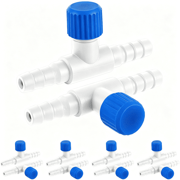 HIBIBUD Aquarium Air Valve,10 Pcs Aquarium Air Pump Control Valves T Shaped Single Way Plastic Air Flow Control Regulator Aquarium Air Pump Accessories for Fish Tank 3/16"Id Tubing