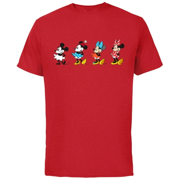 Disney Minnie Mouse Through the Decades - Short Sleeve Cotton T-Shirt for Adults - Customized-Red