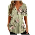 thumbnail image 2 of Pntutb Best Womens Short Sleeve Tops Fashion V Neck Print Casual Loose Shirts, 2 of 6