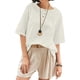 thumbnail image 5 of Conjuntos de otoño para mujer,Camiseta de verano para mujer, blusa informal de poliéster con cuello redondo y manga 3/4, largo regular para uso diario, sopatenor, 5 of 9