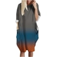 thumbnail image 2 of Robe Ample à Manches Longues avec Poche Imprimée pour Femmes, Col Rond, Décontractée, 2 of 5