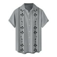 thumbnail image 4 of YDDIAN Mens Short Sleeve Guayabera Shirts Linen Cotton Button Down Mexican Embroidered Cuban Wedding Shirt Summer Tops Gray M, 4 of 4
