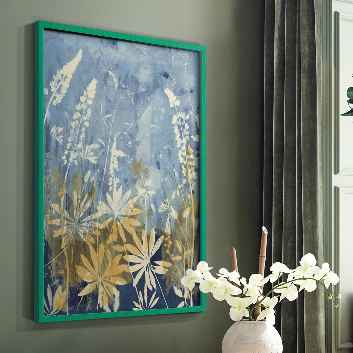 Wild Lupine Framed Print in Green Solid Wood 8 x 10 Framed Print