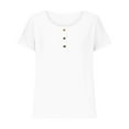 thumbnail image 3 of Mittory Summer Tops for Women Solid Color Crewneck Buttons Up Henley T Shirts Short Sleeve Tunics Trendy, 3 of 6