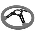 thumbnail image 3 of VSW Steering Wheels; S6 Sport Grey Leather Grip with Slotted Black Aluminum Center Spokes, 3 of 5