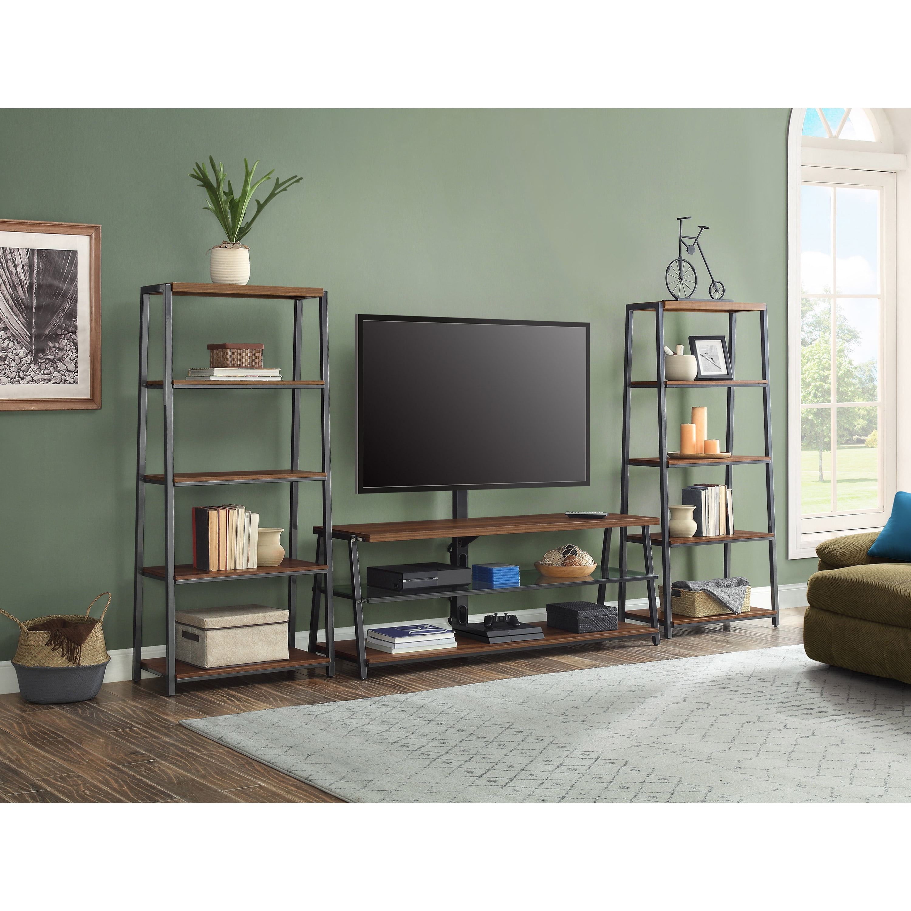 Mainstays Arris 3 In 1 Tv Stand For Televisions Up To 70 Perfect Flat Screens Canyon Walnut Finish