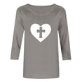 thumbnail image 2 of TaTaai Spring Top for Women Easter Cross Print 3/4 Sleeve Round Neck Casual Loose Fit T Shirt Fashion Blouse Soft Lightweight for Summer Daily Outing Gift, 2 of 6