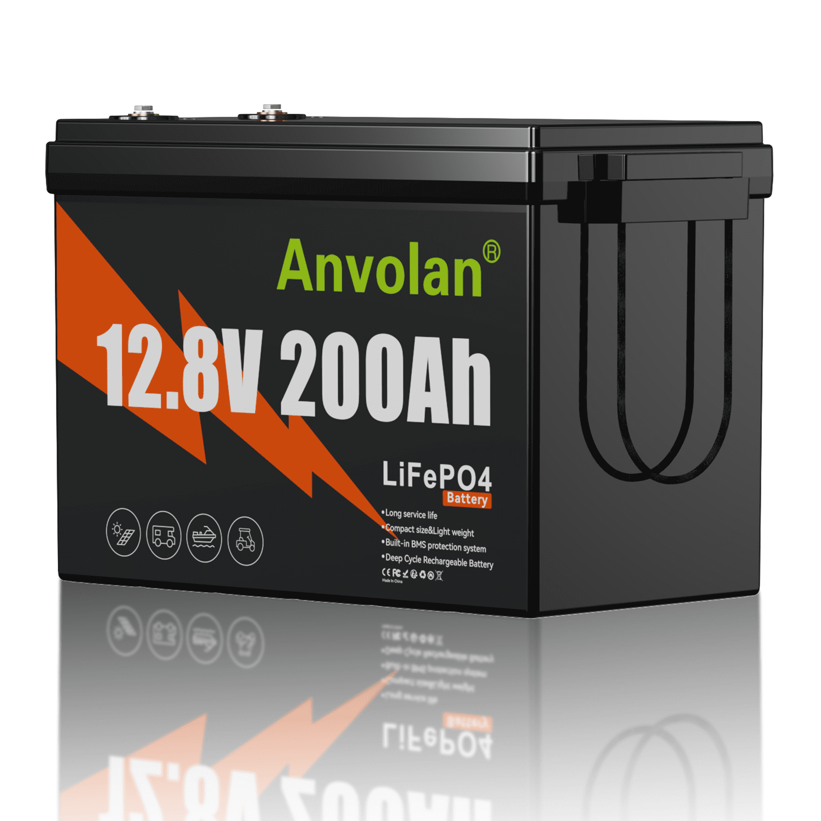Deep Cycle 12V 200AH LiFePO4 Battery Lithium Iron Phosphate Battery Rechargeable Home Garden
