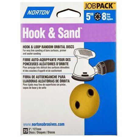 

Norton Hook & Sand 5 in. Aluminum Oxide Hook and Loop A290 Sandpaper Vacuum Disc 80 Grit Coarse 25 p