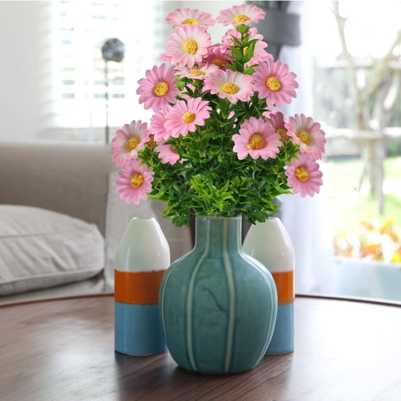 Cheapark Artificial Daisy Fake Flower Bouquet Small Daisy Faux Floral Bunch for Home Office Wedding Party Tabletop Floral Arrangement Decor